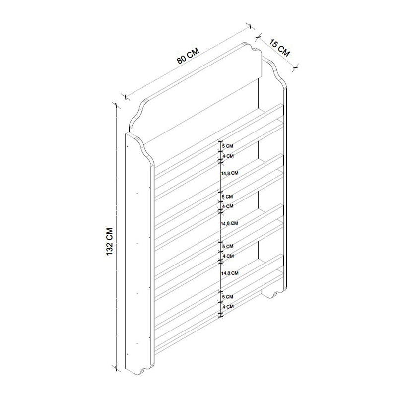 Επιτοίχια βιβλιοθήκη - ραφιέρα Montessori Megapap χρώμα λευκό 80x15x132εκ.
