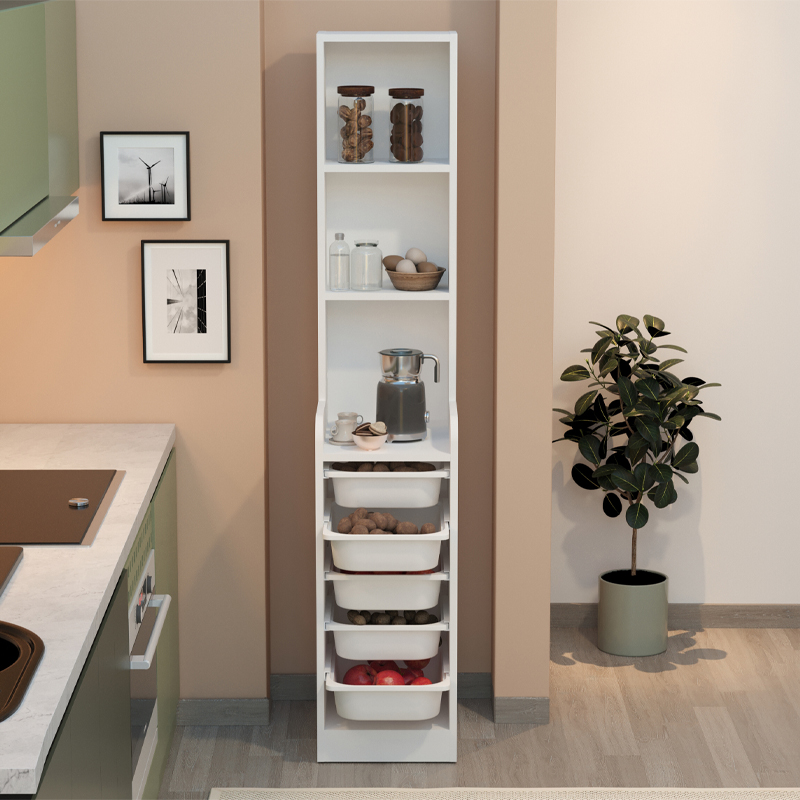 Έπιπλο κουζίνας - μπάνιου Utah Megapap με 5 συρτάρια χρώμα λευκό 34,6x44,3x178εκ.