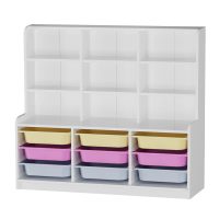 GP041-01121-3 Βιβλιοθήκη Obia Megapap με 9 συρτάρια χρώμα λευκό 132,6x30x115εκ.