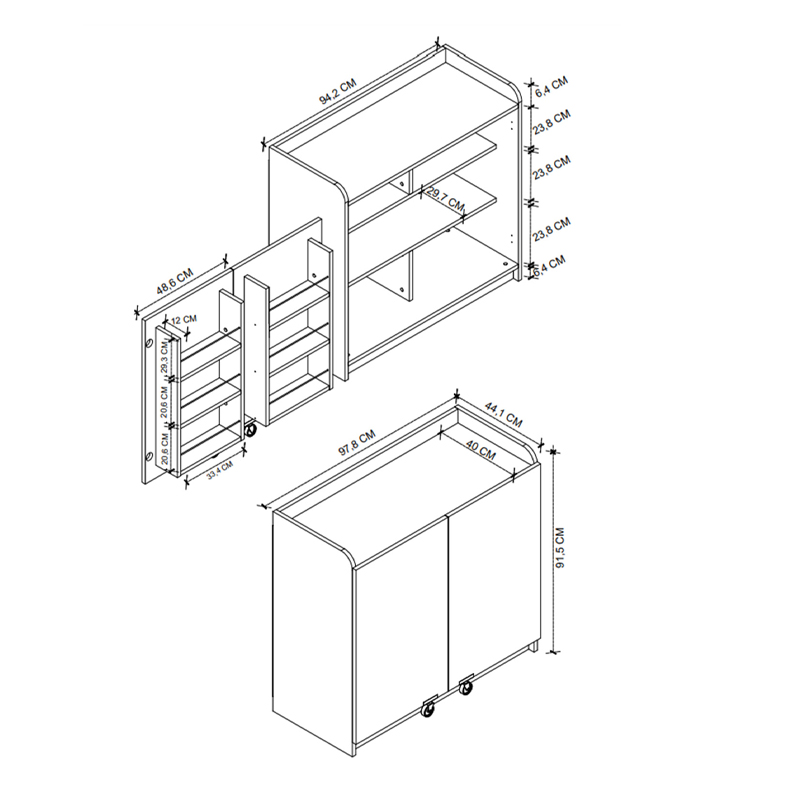 GP041-01141-5 Ντουλάπι κουζίνας - μπάνιου Altay I Megapap χρώμα λευκό 97,8x44,1x91,5εκ.