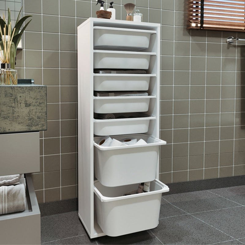 Συρταριέρα κουζίνας - μπάνιου Kayra Megapap με 7 συρτάρια χρώμα λευκό 45,4x30x125εκ.