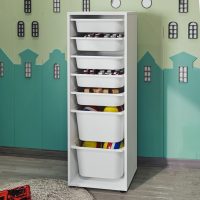 Συρταριέρα κουζίνας - μπάνιου Kayra Megapap με 7 συρτάρια χρώμα λευκό 45,4x30x125εκ.