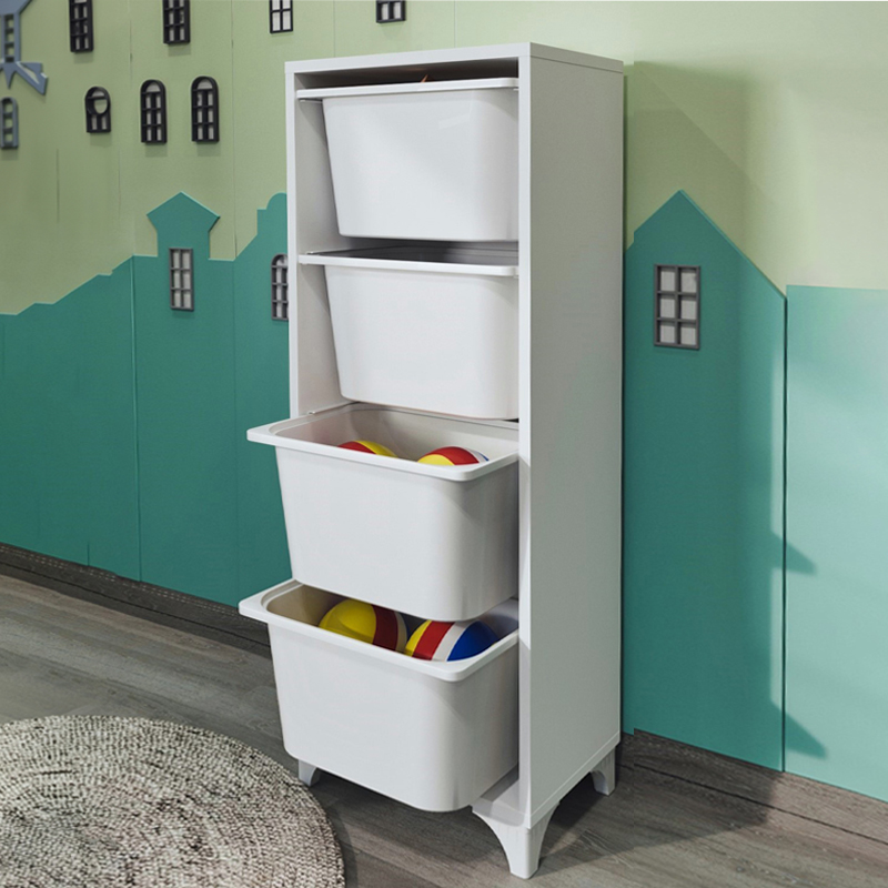 Συρταριέρα κουζίνας - μπάνιου Kayra I Megapap με 4 συρτάρια χρώμα λευκό 45,3x29,7x116,3εκ.