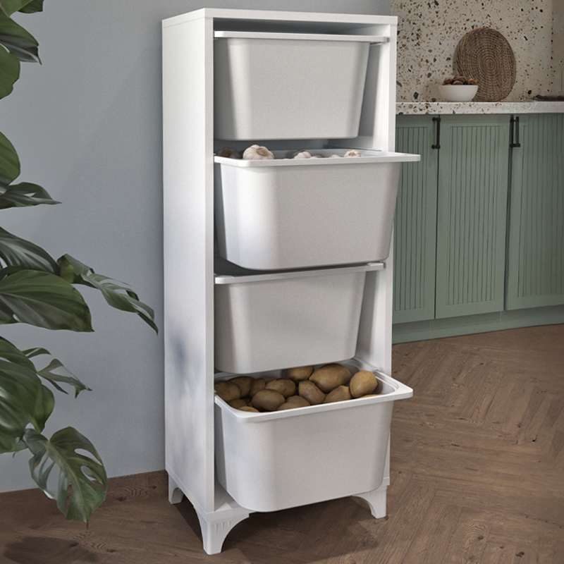 Συρταριέρα κουζίνας - μπάνιου Kayra I Megapap με 4 συρτάρια χρώμα λευκό 45,3x29,7x116,3εκ.