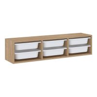 Συρταριέρα επιτοίχια Pavia Megapap με 6 συρτάρια χρώμα sapphire oak 132x31x30,7εκ.