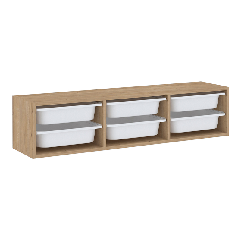 Συρταριέρα επιτοίχια Pavia Megapap με 6 συρτάρια χρώμα sapphire oak 132x31x30,7εκ.