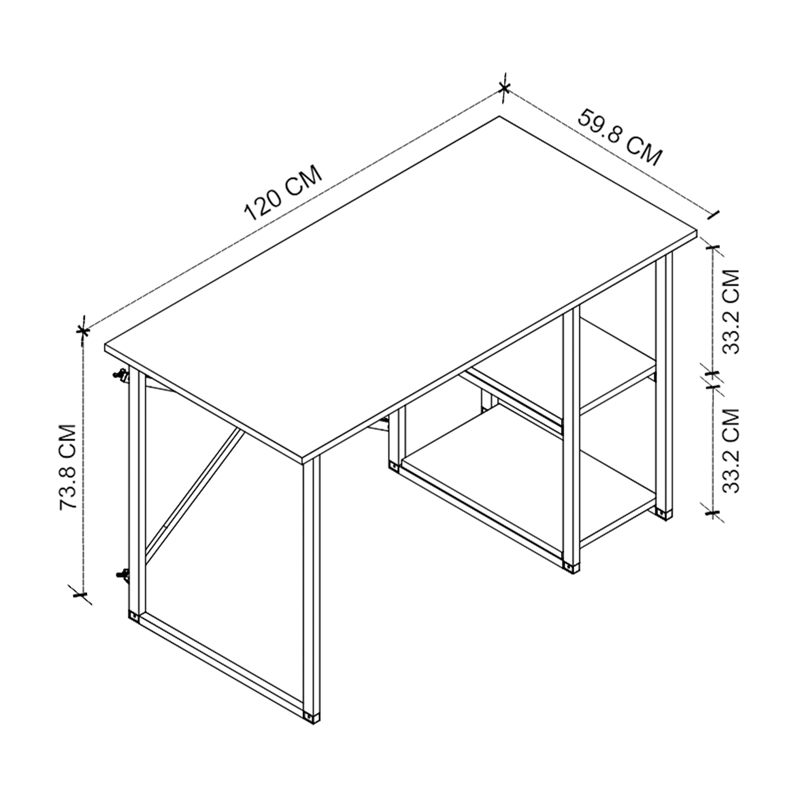 Γραφείο εργασίας Odeon Megapap χρώμα rustic καρυδί 120x59,8x73,8εκ.