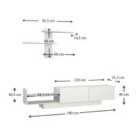 Σύνθεση τηλεόρασης Egemen Megapap χρώμα λευκό 180x32x40εκ.