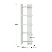 Βιβλιοθήκη Perla Megapap χρώμα λευκό 48x22x170εκ.