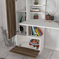 Γραφείο εργασίας Domingo Megapap χρώμα λευκό - καρυδί 149,5x60x120εκ.