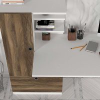 Γραφείο εργασίας Domingo Megapap χρώμα λευκό - καρυδί 149,5x60x120εκ.