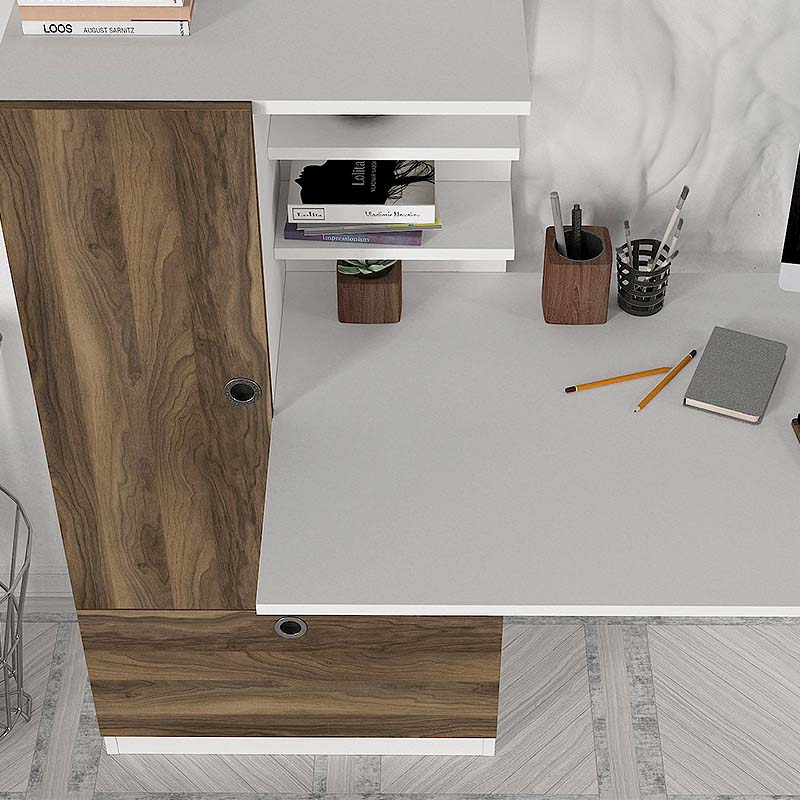 Γραφείο εργασίας Domingo Megapap χρώμα λευκό - καρυδί 149,5x60x120εκ.