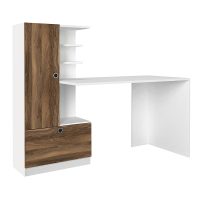 Γραφείο εργασίας Domingo Megapap χρώμα λευκό - καρυδί 149,5x60x120εκ.