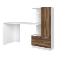 Γραφείο εργασίας Merino Megapap χρώμα λευκό - καρυδί 149,5x61,8x120εκ.