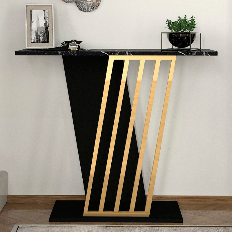 GP042-01351-2 Κονσόλα Gravity Megapap χρώμα μαύρο εφέ μαρμάρου - χρυσό 90x29,6x76,8εκ.