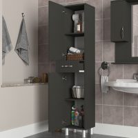 GP042-01462-1 Ντουλάπι κουζίνας - μπάνιου Selina Megapap χρώμα ανθρακί 35x31x179εκ.