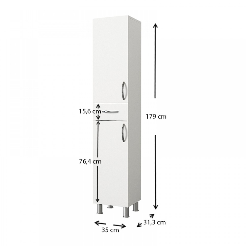 GP042-01462-7 Ντουλάπι κουζίνας - μπάνιου Selina Megapap χρώμα ανθρακί 35x31x179εκ.