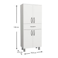 GP042-01481-3 Ντουλάπι κουζίνας - μπάνιου Montana Megapap χρώμα λευκό 59,4x31,5x140εκ.