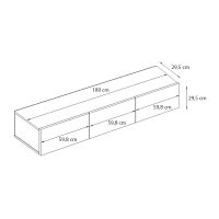 Έπιπλο τηλεόρασης επιτοίχιο Damla Megapap με LED χρώμα sapphire oak - μαύρο 180x29,5x29,5εκ.