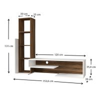 Σύνθεση τηλεόρασης Bend Megapap χρώμα λευκό - καρυδί 153,6x39x131εκ.