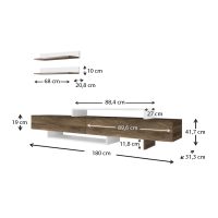 Έπιπλο τηλεόρασης Nirvana Megapap χρώμα καρυδί - λευκό 180x31,3x41,7εκ.
