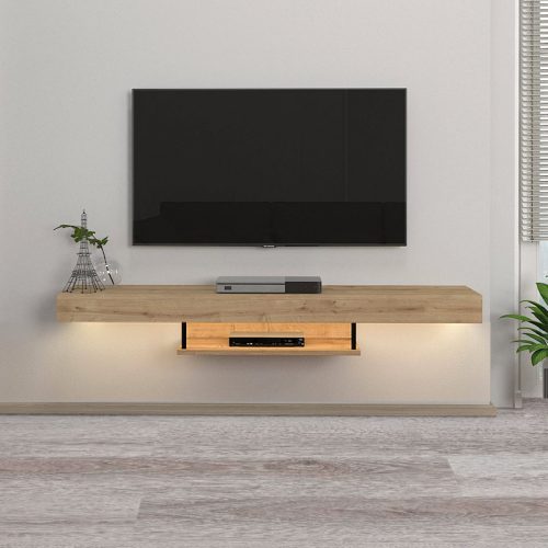 Έπιπλο τηλεόρασης επιτοίχιο Albares Megapap με LED χρώμα sapphire oak 150x29,6x22εκ.