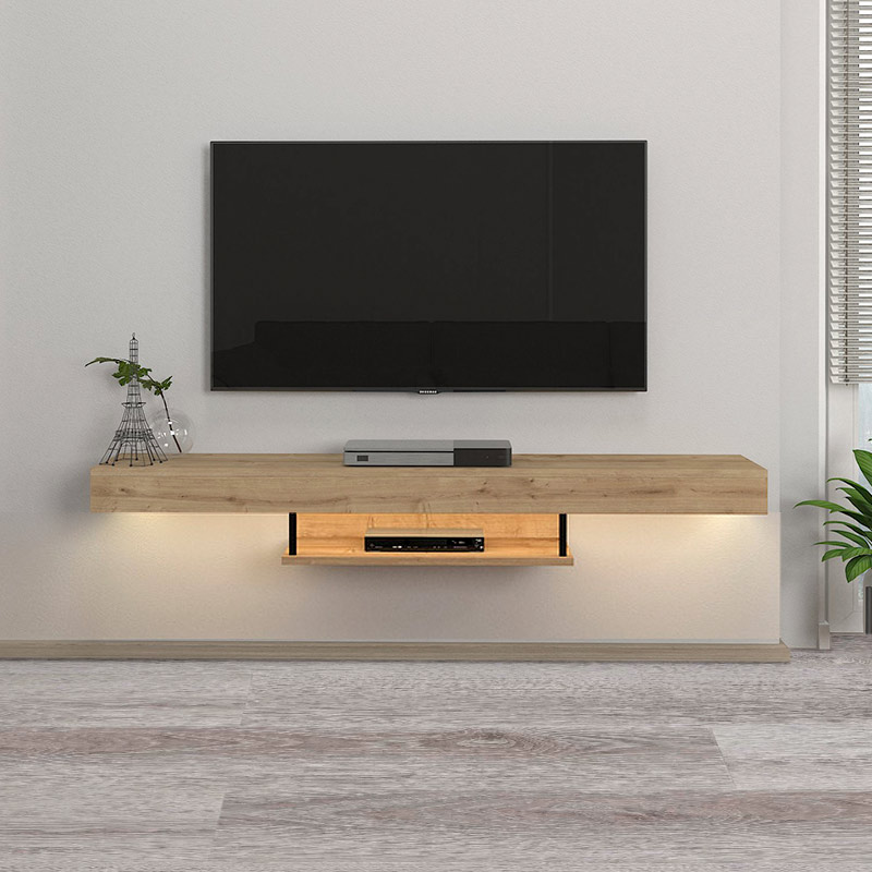 Έπιπλο τηλεόρασης επιτοίχιο Albares Megapap με LED χρώμα sapphire oak 150x29,6x22εκ.