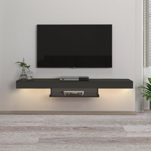 Έπιπλο τηλεόρασης επιτοίχιο Albares Megapap με LED χρώμα ανθρακί 150x29,6x22εκ.