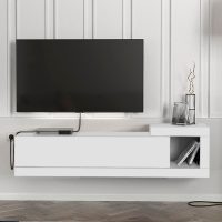 Έπιπλο τηλεόρασης επιτοίχιο Volare Megapap χρώμα λευκό 150x29,6x38,6εκ.