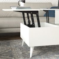 Τραπεζάκι σαλονιού Roy Megapap με σερβιτόρο χρώμα λευκό 121x69x40εκ.