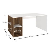 Γραφείο εργασίας Coral Megapap χρώμα λευκό - καρυδί 140x60x75εκ.