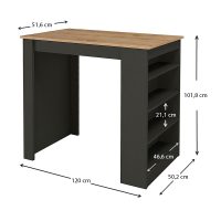 Τραπέζι μπαρ Monaco Megapap χρώμα ανθρακί - sapphire oak 120x51,6x101,8εκ.