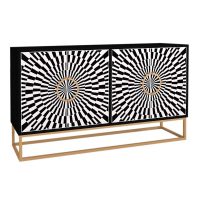 Μπουφές Gradel Megapap χρώμα μαύρο - ασπρόμαυρο 150x35x83,6εκ.