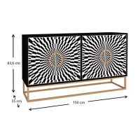 Μπουφές Gradel Megapap χρώμα μαύρο - ασπρόμαυρο 150x35x83,6εκ.