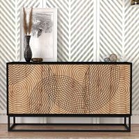 Μπουφές Themis Megapap χρώμα μαύρο - sapphire oak 150x35x83,6εκ.