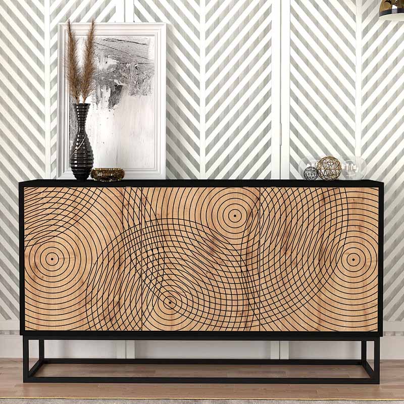 Μπουφές Themis Megapap χρώμα μαύρο - sapphire oak 150x35x83,6εκ.