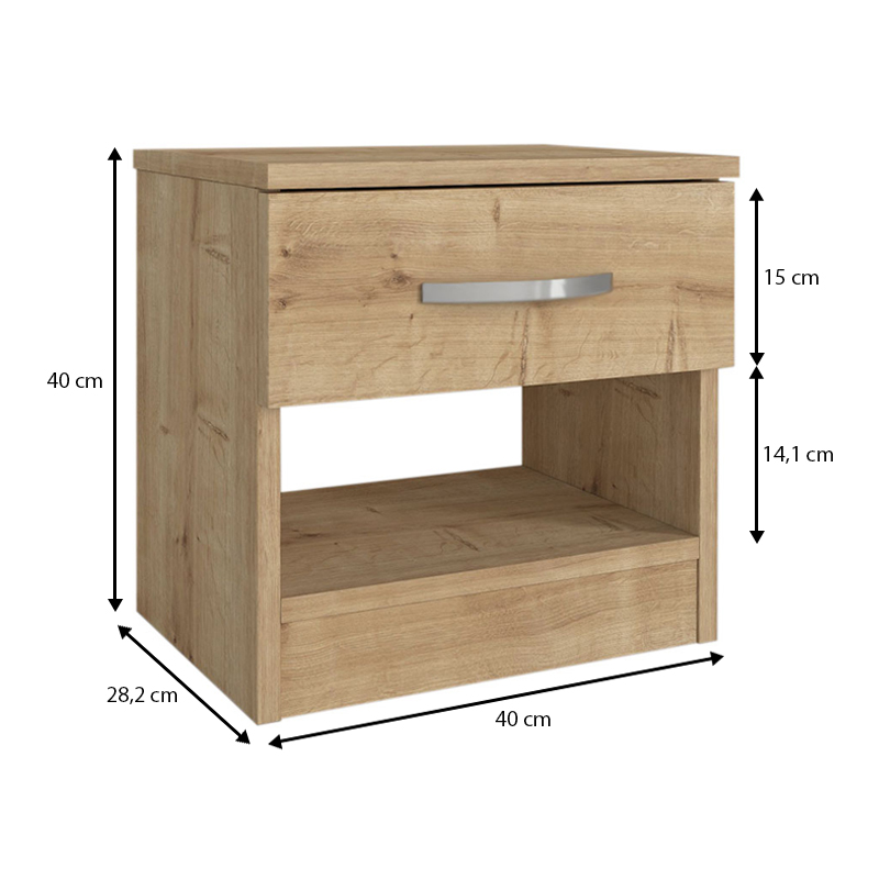 Κομοδίνο Lube Megapap χρώμα sapphire oak 40x28,2x40εκ.