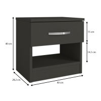 Κομοδίνο Lube Megapap χρώμα ανθρακί 40x28,2x40εκ.