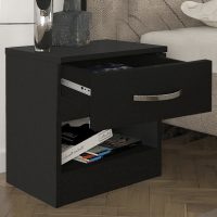 Κομοδίνο Lube Megapap χρώμα μαύρο 40x28,2x40εκ.