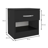 Κομοδίνο Lube Megapap χρώμα μαύρο 40x28,2x40εκ.