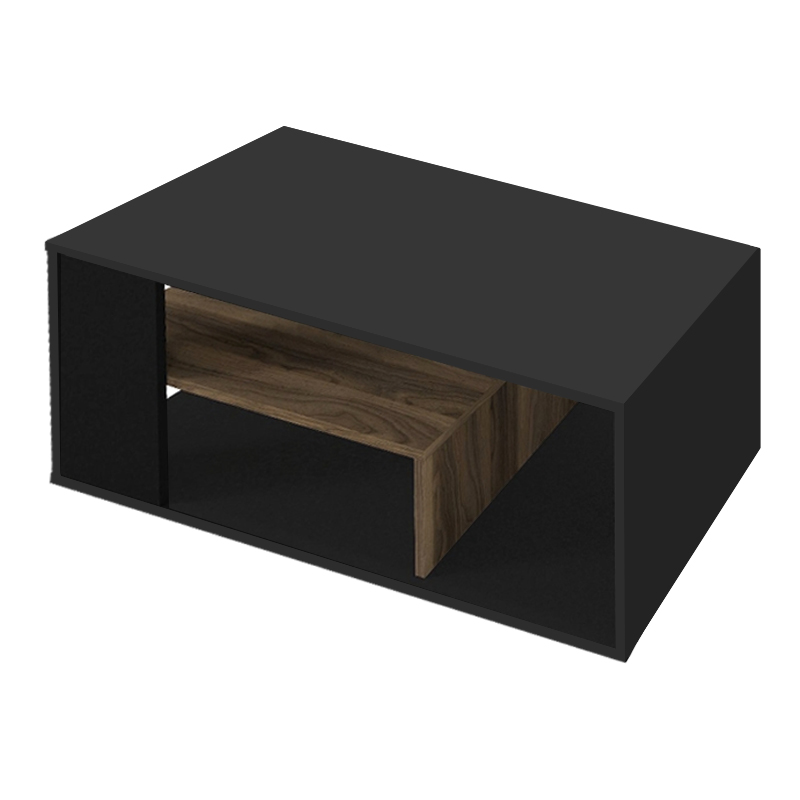 Τραπεζάκι σαλονιού Abdera Megapap χρώμα μαύρο - καρυδί 110x60x42εκ.