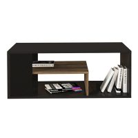 Τραπεζάκι σαλονιού Abdera Megapap χρώμα μαύρο - καρυδί 110x60x42εκ.