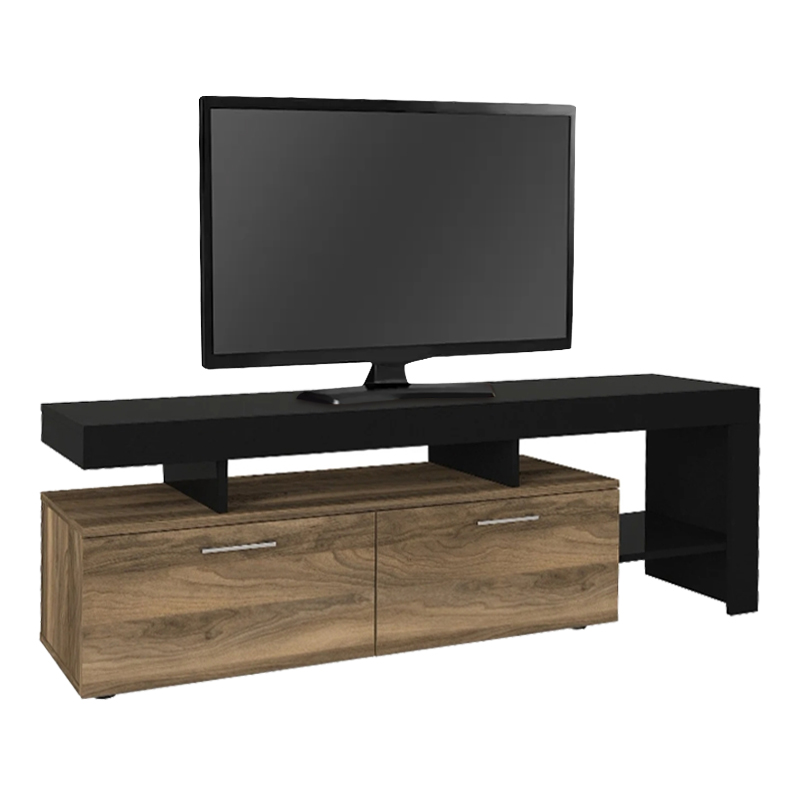 Έπιπλο τηλεόρασης Acnes Megapap χρώμα μαύρο - καρυδί 160x40x53εκ.