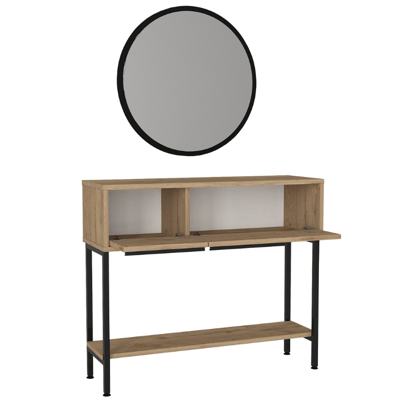 GP042-02611-6 Κονσόλα με καθρέπτη Suzy Megapap χρώμα sepet oak 90x29,6x76εκ.