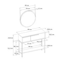 GP042-02611-7 Κονσόλα με καθρέπτη Suzy Megapap χρώμα sepet oak 90x29,6x76εκ.