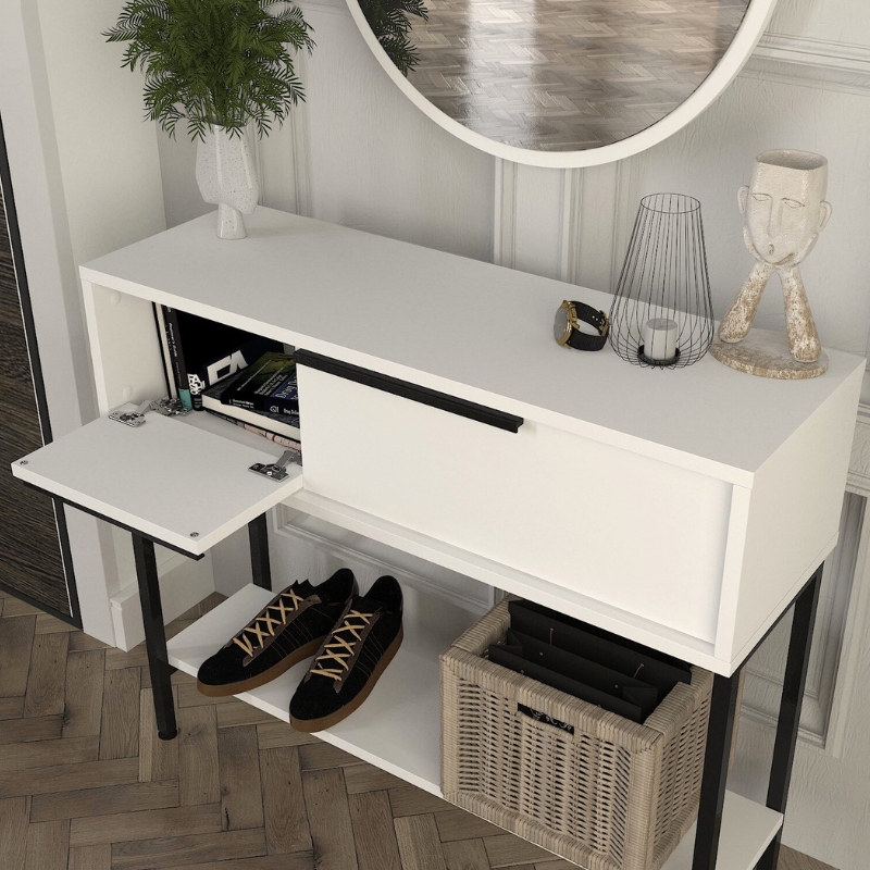 GP042-02612-3 Κονσόλα με καθρέπτη Suzy Megapap χρώμα λευκό 90x29,6x76εκ.