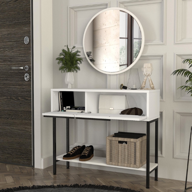 GP042-02612-4 Κονσόλα με καθρέπτη Suzy Megapap χρώμα λευκό 90x29,6x76εκ.