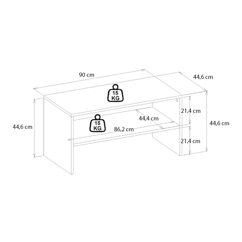 Τραπεζάκι σαλονιού Eleva Megapap χρώμα sapphire oak 90x44,6x46,4εκ.