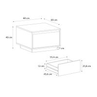Τραπεζάκι σαλονιού Pura Megapap χρώμα sapphire oak 60x60x40εκ.
