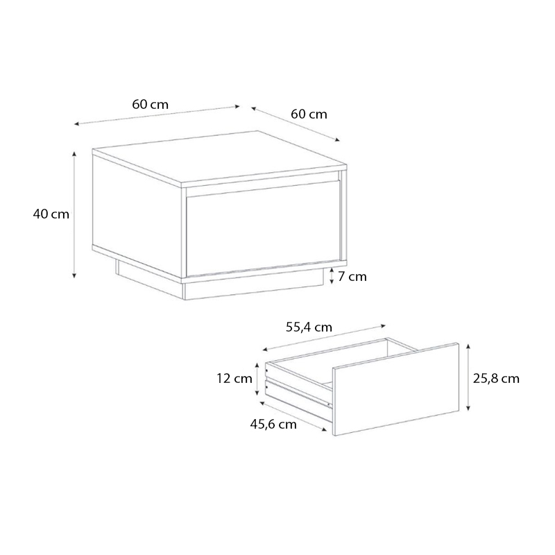 Τραπεζάκι σαλονιού Pura Megapap χρώμα sapphire oak 60x60x40εκ.